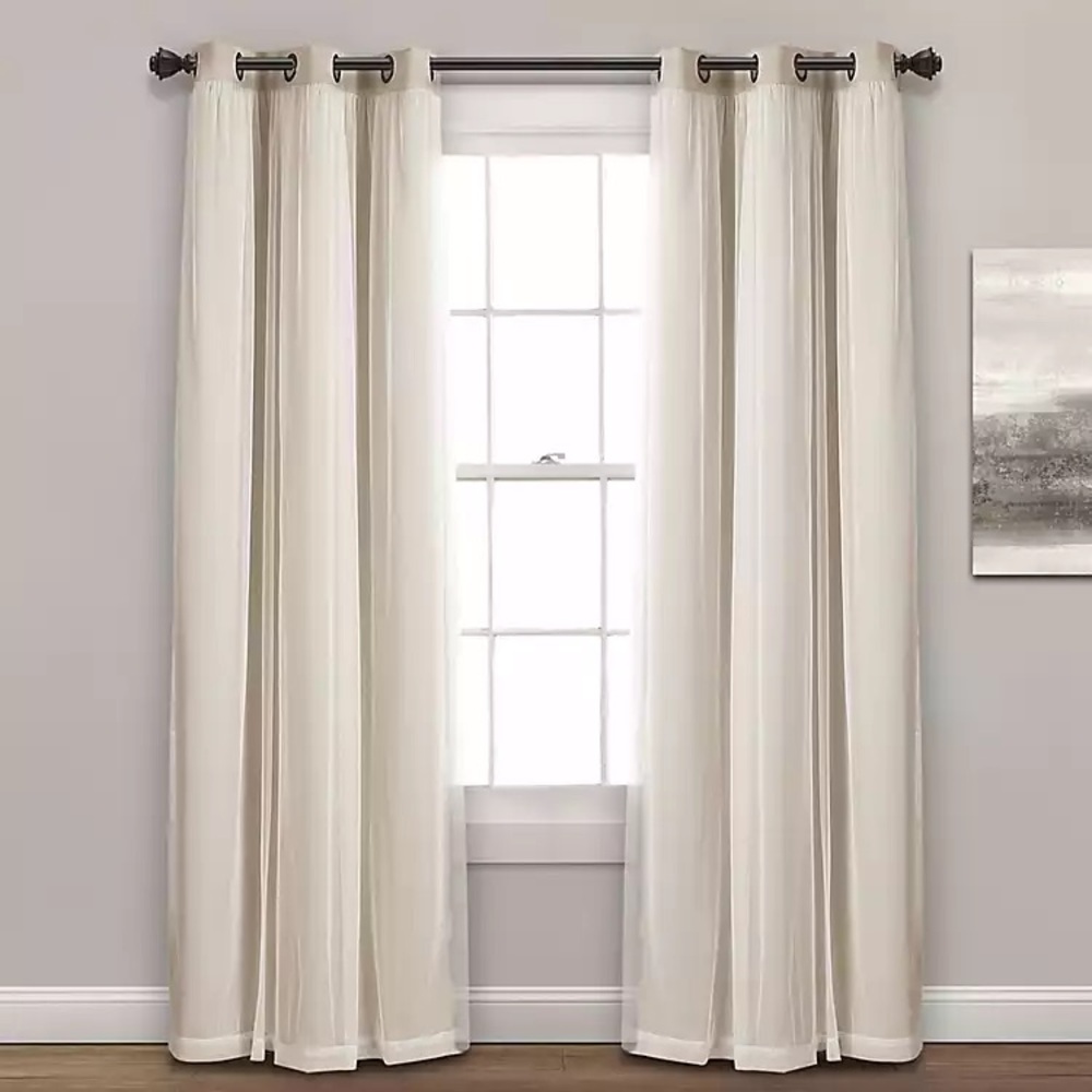 NWT Lush Decor Drapes Curtains Blackout Panel Set with Sheer Overlay Set… - Picture 2 of 8